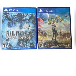 Set of 2 Used PS4 Games.  1 ea Final Fantasy XV Royal Editio The Outer Worlds Ob